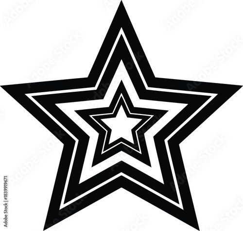 Nested black and white star shapes geometric pattern