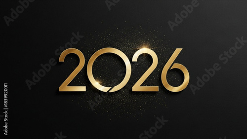 Golden 2026: A luminous golden number 2026 shines boldly against a dark backdrop, symbolizing the arrival of a new year or a significant future event. 
