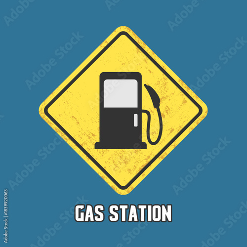Gas Station, Road Sign With Text