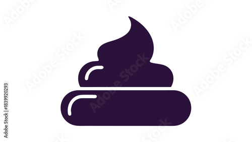 Stylized Purple Poop Emoji Icon on Black Background Simple Flat Design