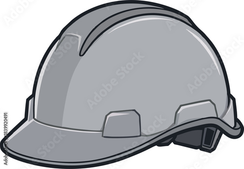 Gray Construction Safety Helmet – Clean Vector Hard Hat Icon for Industrial Workplace