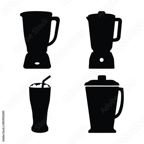 Blender, kitchen appliance, and refreshing drink vector icons