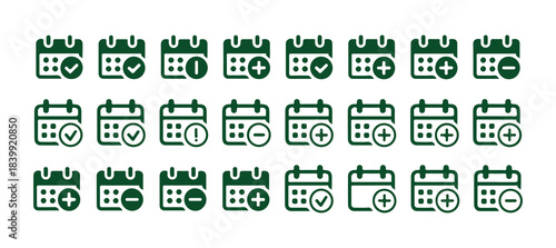 Calendar and clock icon set, event date reminder, schedule and appointment, agenda with holidays