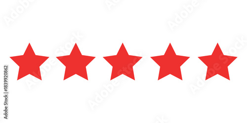 five star customer product review icon. red 5 star rating feedback for website, app, ui design.eps,10