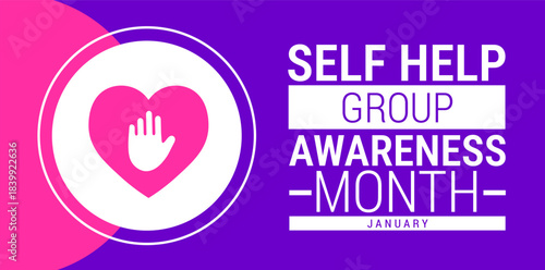 Self Help Group Awareness Month background, banner, card or poster design template is observed every year during January, to raise awareness about the mission. Vector illustration.
