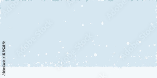A light blue background with scattered white snowflakes falling gently