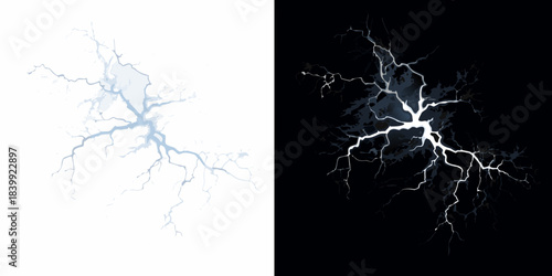 A striking visual comparison of lightning bright and dark contrast