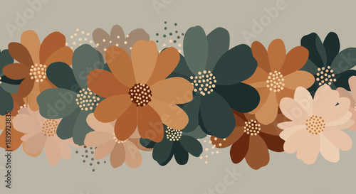 Floral Arrangement In Earthy Tones On Neutral Backdrop Illustration