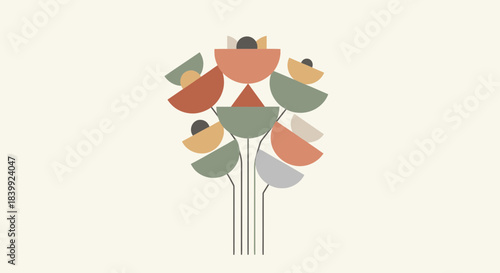 Geometric Composition With Symmetrical Arrangement And Earth Tone Colors