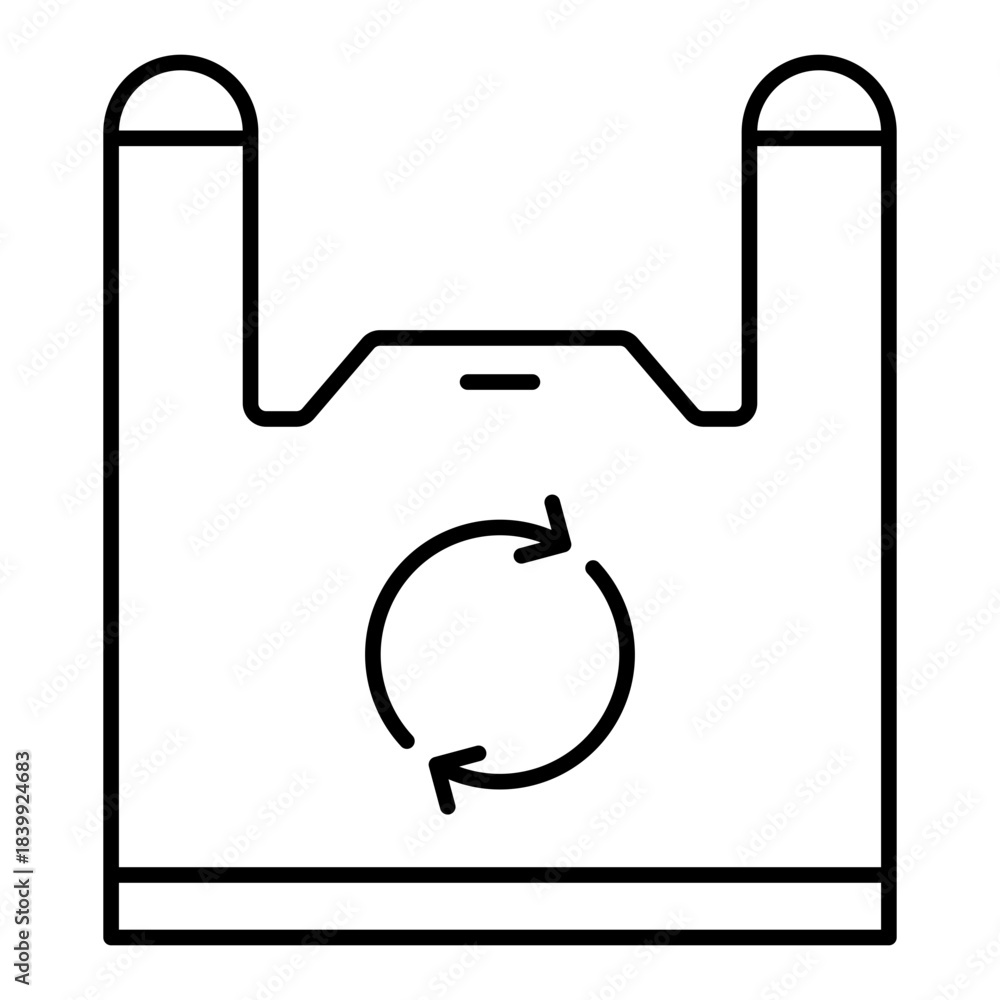Obraz premium plastic bag with circular arrows line icon with editable stroke