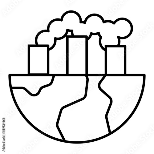 industrial air pollution line icon with editable stroke