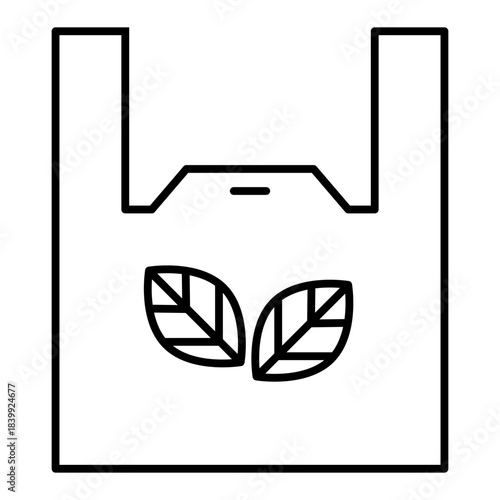 plastic bag with leaves line icon with editable stroke