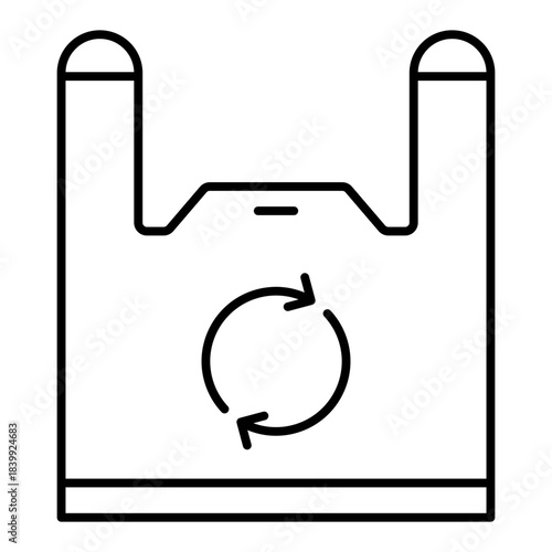plastic bag with circular arrows line icon with editable stroke