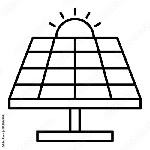 solar panel line icon with editable stroke