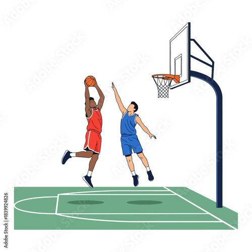 Energetic basketball showdown showcasing player determination and skills on the court action