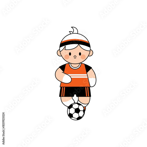 Stylized young soccer player cartoon illustration vector isolated on white background illustration