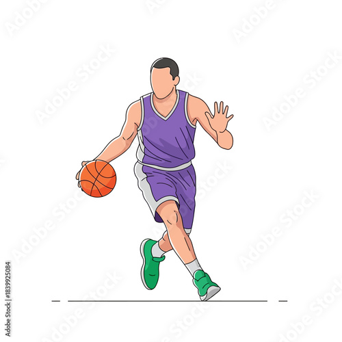 Dynamic dribbling: A stylized illustration of athletic skill and coordination on the court