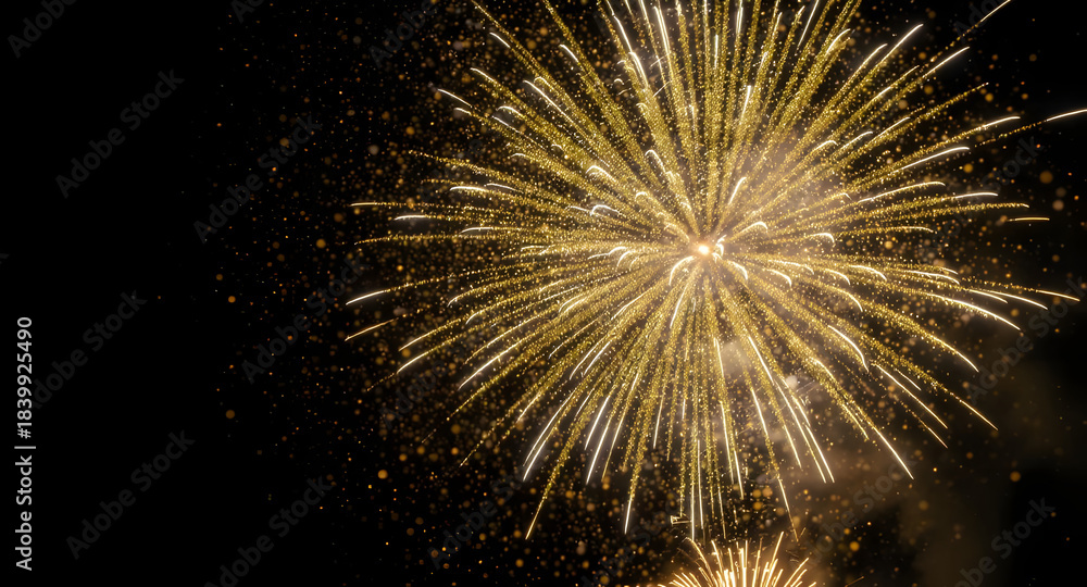 Fototapeta premium Champagne Gold Sparkles Firework Burst
