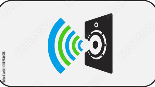 Sound wave icon from speaker audio signal concept flat vector illustration for music apps and techno