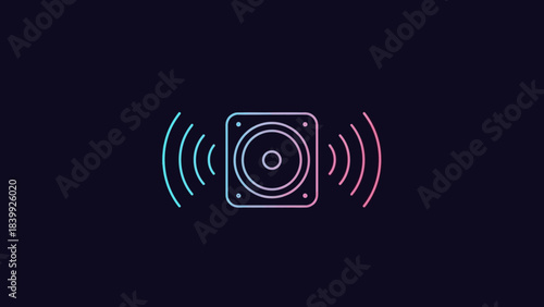 Speaker icon with sound waves minimalist vector illustration for audio apps and music technology iso