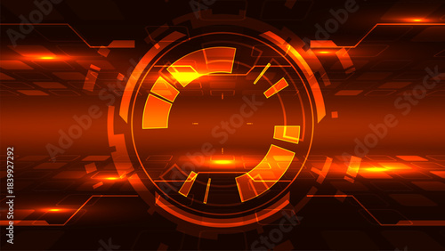 Digital hud interface sci fi with perspective square pattern technology concept adstract blue light background