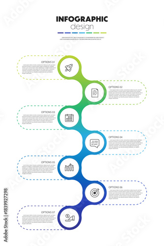 Timeline presentation infographic template diagrams concept business icon 7 option