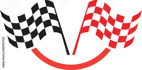Checkered Racing Flags Finish Line Symbol