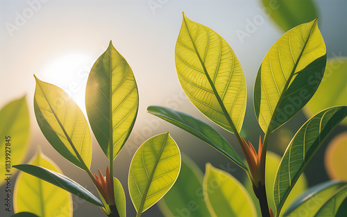 Sunlight filtering through vibrant green leaves, symbolizing growth, nature, and renewal