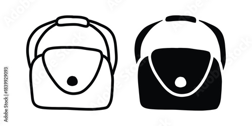 Handbag Doodle Icon Set. Cute Bag Line Art Vector