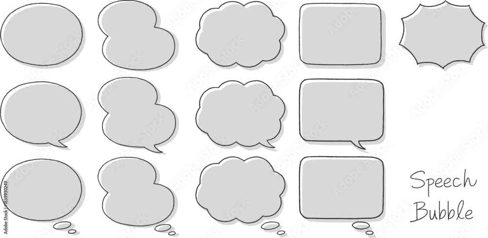 Obraz premium 手描き風のフレーム・吹き出しセット(版ずれ)