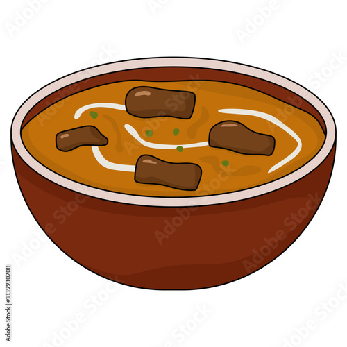 vector illustration of bowl of curry 