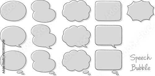 手描き風のフレーム・吹き出しセット（版ずれ）