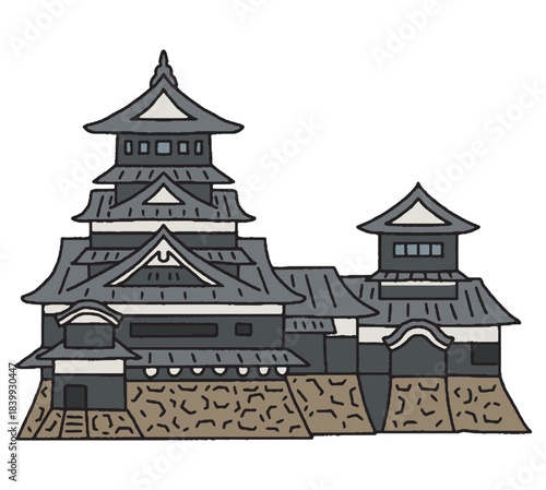 熊本城の手描きイラスト