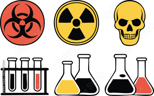 Bold Geometric Hazard and Chemical Warning Vector Icons