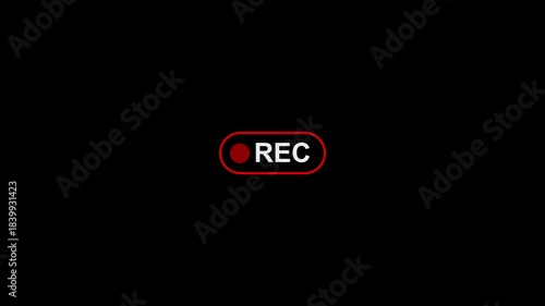 camera recording overlay animation, REC frame icon animation, Camera recording sign with transparent background 4K