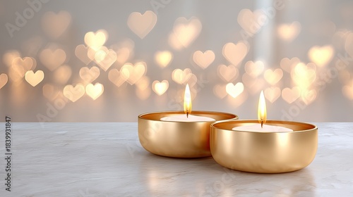 Wallpaper Mural Romantic and Serene Candlelight with Heart Bokeh Background for Celebration, Event, and Cozy Atmosphere in Warm Tones Torontodigital.ca