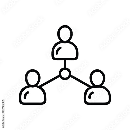 People Network Icon – Connection, Teamwork, Collaboration Line Art
