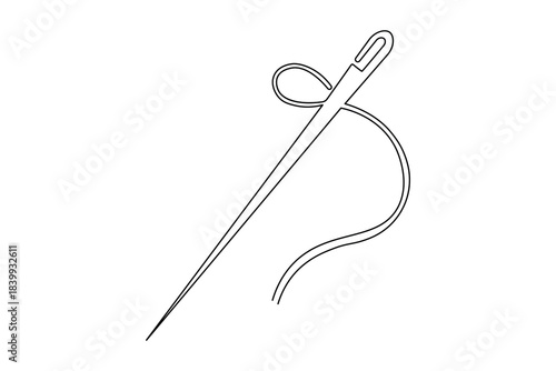 Needle thread icon continuous one line drawing minimalist style isolate