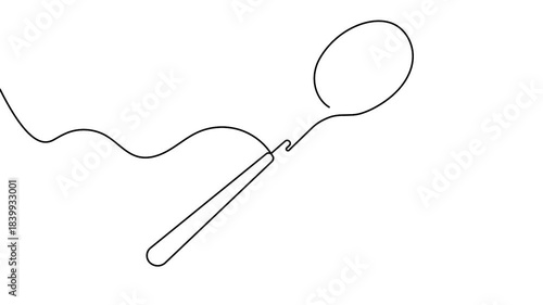 Wallpaper Mural Animated kitchen spoon continuous line drawing minimal cutlery element Torontodigital.ca