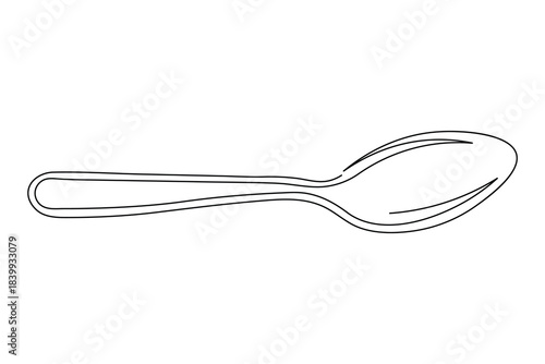 Cutlery spoon dining element single line art outline minimal style