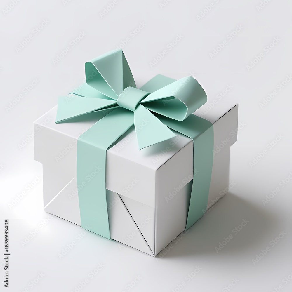 Fototapeta premium Minimalist Origami Christmas Gift Box Pastel 3D Render.