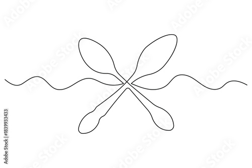  Simple outline illustration of a tableware spoon continuous single line