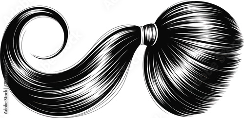 Glossy Low Ponytail Vector  Realistic Long Hairstyle Beauty Illustration.