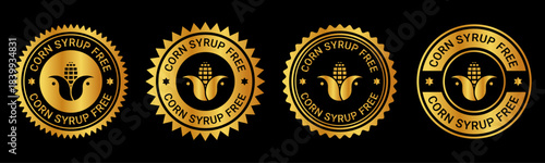 Gold Corn Syrup Free Seal Badge Icon Label