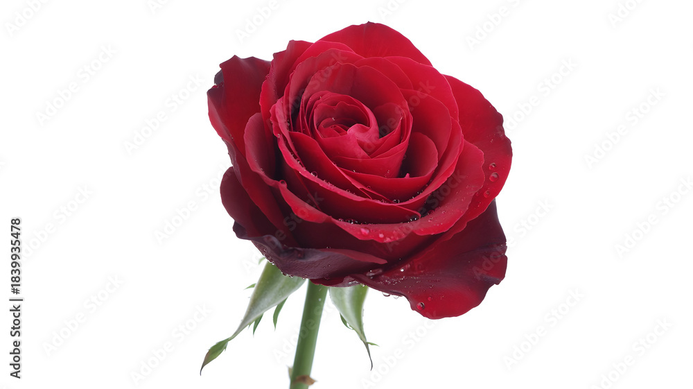 Naklejka premium Deep red rose bloom isolated on white background perfect for valentines day