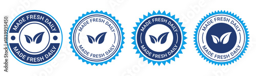 Blue Made Fresh Daily Badge Icons for Product Labels