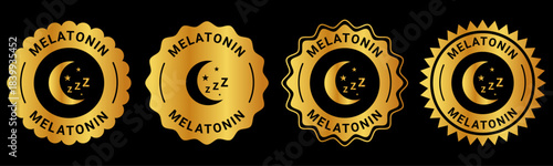 Gold Melatonin Badge Icons for Sleep Supplements