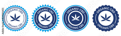 Organic CBD Badge Label Vector Set
