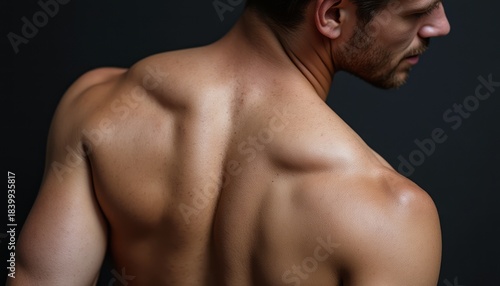 Strong male back showcasing muscular definition