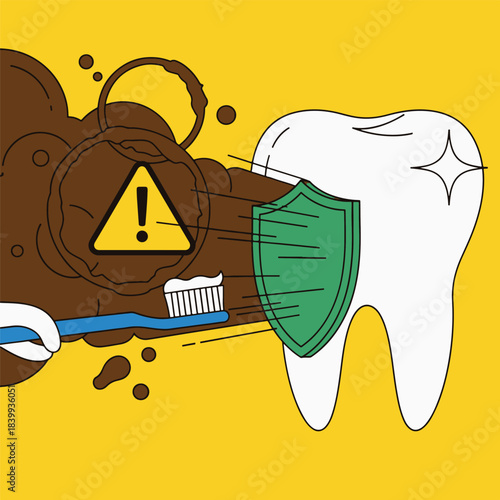 Protecting Teeth Illustration of Dental Care and Hygiene Shielding Against Dirt